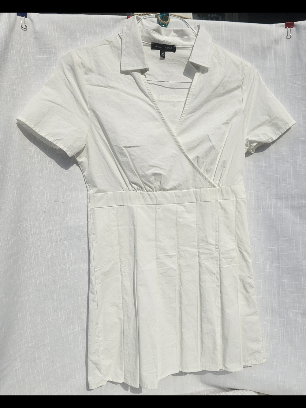 Kendall & Kylie White Collared Wrap-Style Midi Dress Sz M
